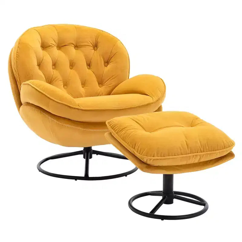 Okak Samt-Sessel mit Hocker, moderner armloser Wohnzimmersessel im Mid-Century-Stil, weicher und bequemer Sessel zum Fernsehen und Spielen