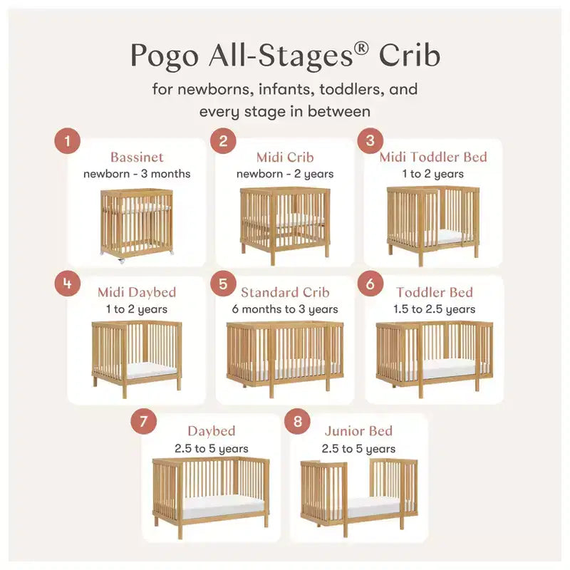Lettino trasformabile 8-in-1 Babyletto Pogo con kit di conversione per tutte le fasi