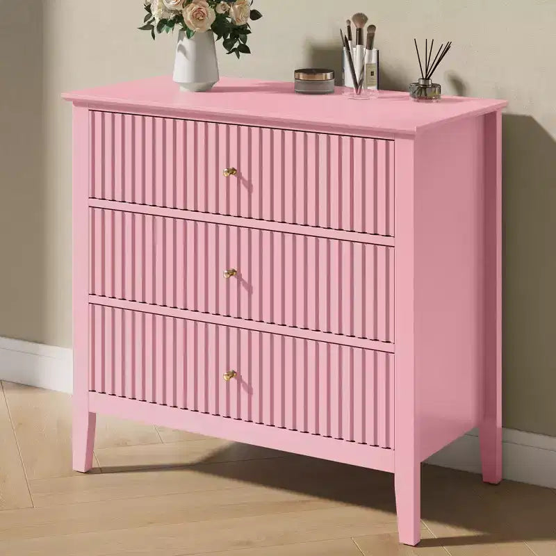 Heynemo 3 Drawer Dresser, Painted 30 Inch Tall Wood Nightstand with Storage, Wide Modern Chest of Drawers with Ball Bearing Slide