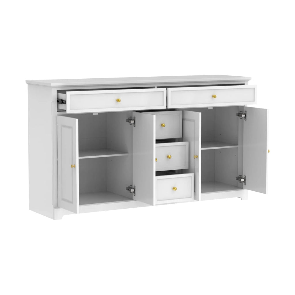 Credenza buffet bianca da 59.1'' in stile moderno di metà secolo, contemporanea e laccata