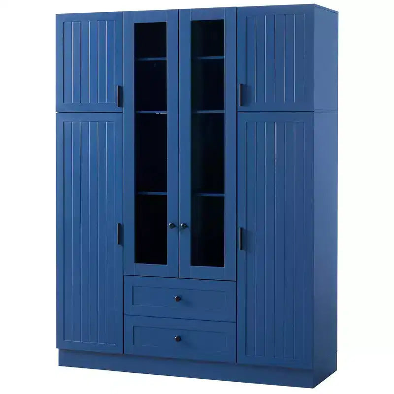 Dispensa da cucina indipendente Whisen alta 71'', grande mobile contenitore per sala da pranzo con credenza e buffet a 6 ante, ripiani regolabili
