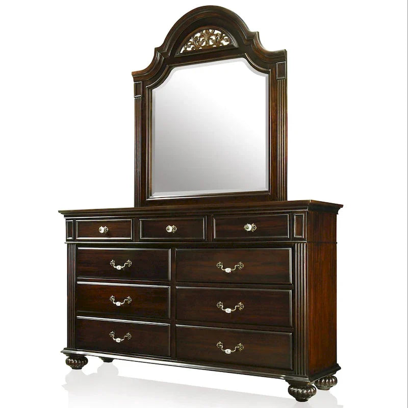 Vame-perinteinen 2-osainen lipasto- ja peilisetti, 9 laatikkoa, Furniture of America