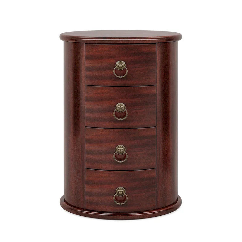 No Assembly Solid Wood End Table, Vintage Round Side Drawers Table