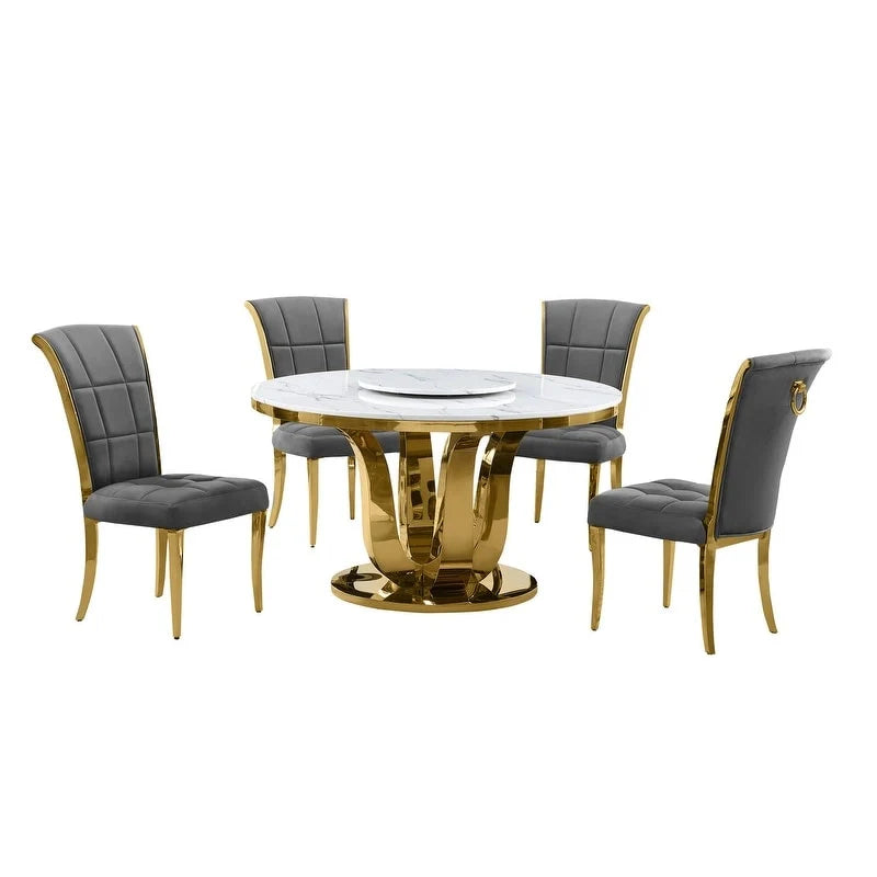 Best Quality Furniture D325-SC324-7 5 darabos kerek étkezőgarnitúra
