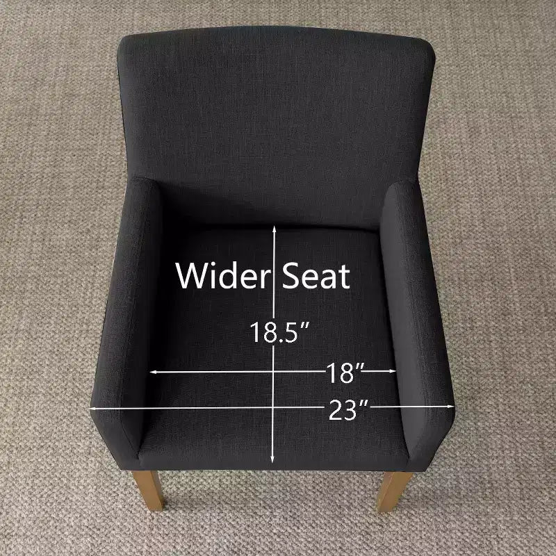 Set of 6 Upholstered Dining Chairs with Arms, Modern Linen Armchairs with Wooden Legs, Accent Chairs for Dining Room, Living Room - Panipeachy