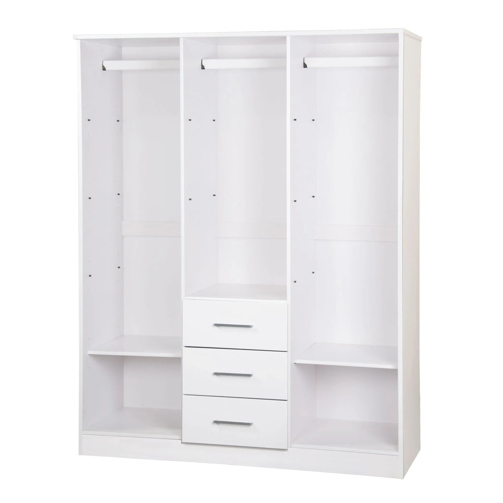 Palace Imports Cosmo 3-türiger Kleiderschrank aus 100 % Massivholz mit Türen aus Massivholz oder Spiegelglas