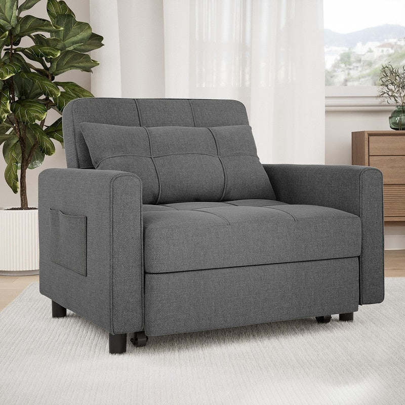 3-in-1-Schlafsofa mit verstellbarer Rückenlehne, ausziehbarer Sessel, umwandelbares Klappbett fürs Wohnzimmer