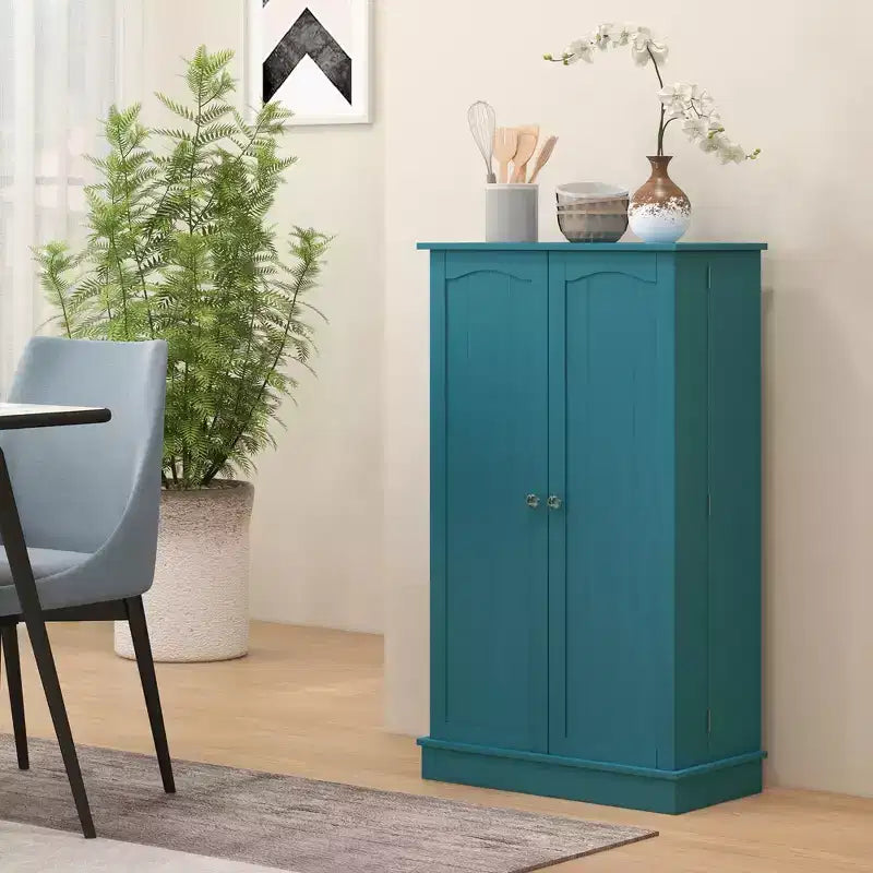 HOMCOM keukenkast van 41 inch, keukenkast met 2 deuren, opbergrekken met 5 niveaus, 12 kruidenrekken en verstelbare planken voor de eetkamer