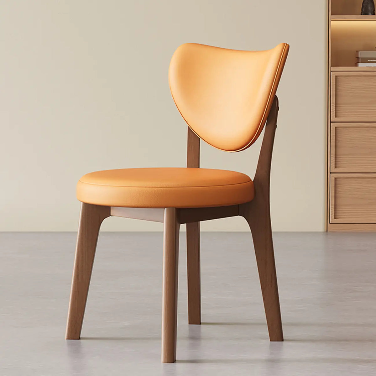 Chaise de salle à manger moderne sans accoudoirs, dossier enveloppant et revêtement en similicuir