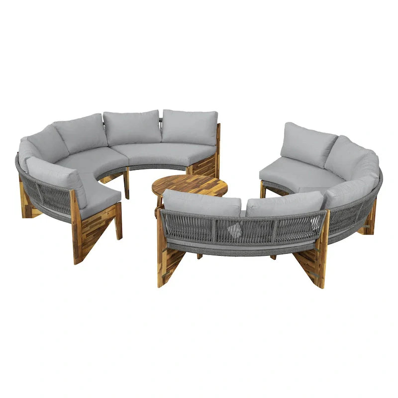 Ensemble de salon extérieur pour 6 personnes avec coussins et 1 table basse