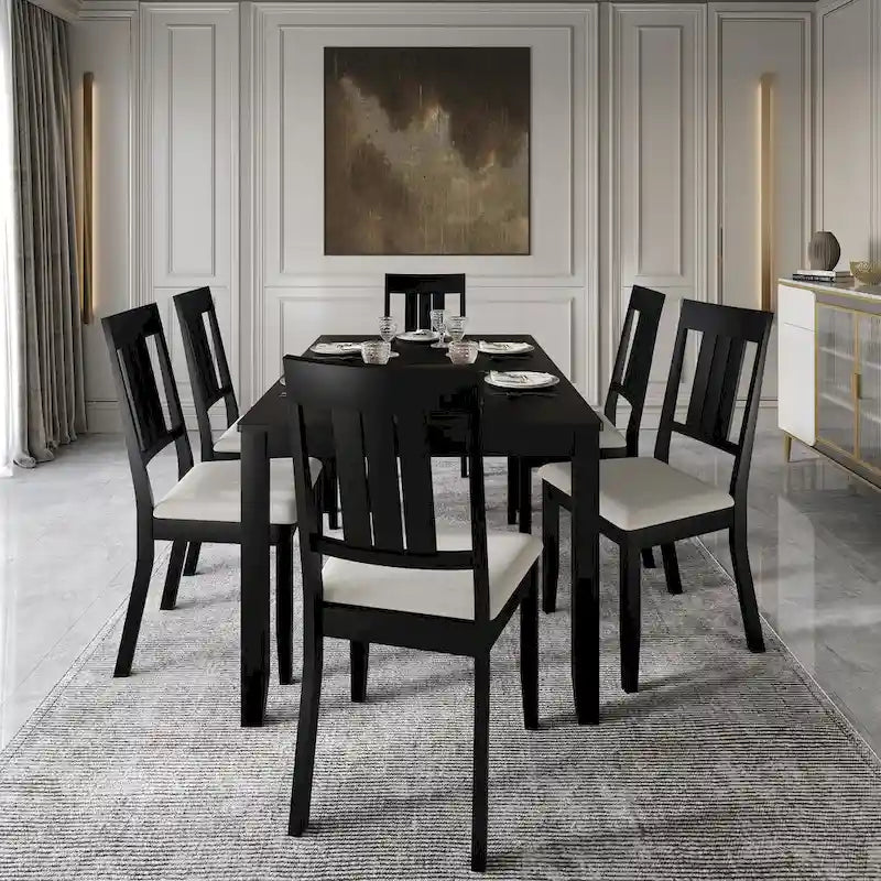 Set da pranzo in legno classico CraftPorch da 7 pezzi
