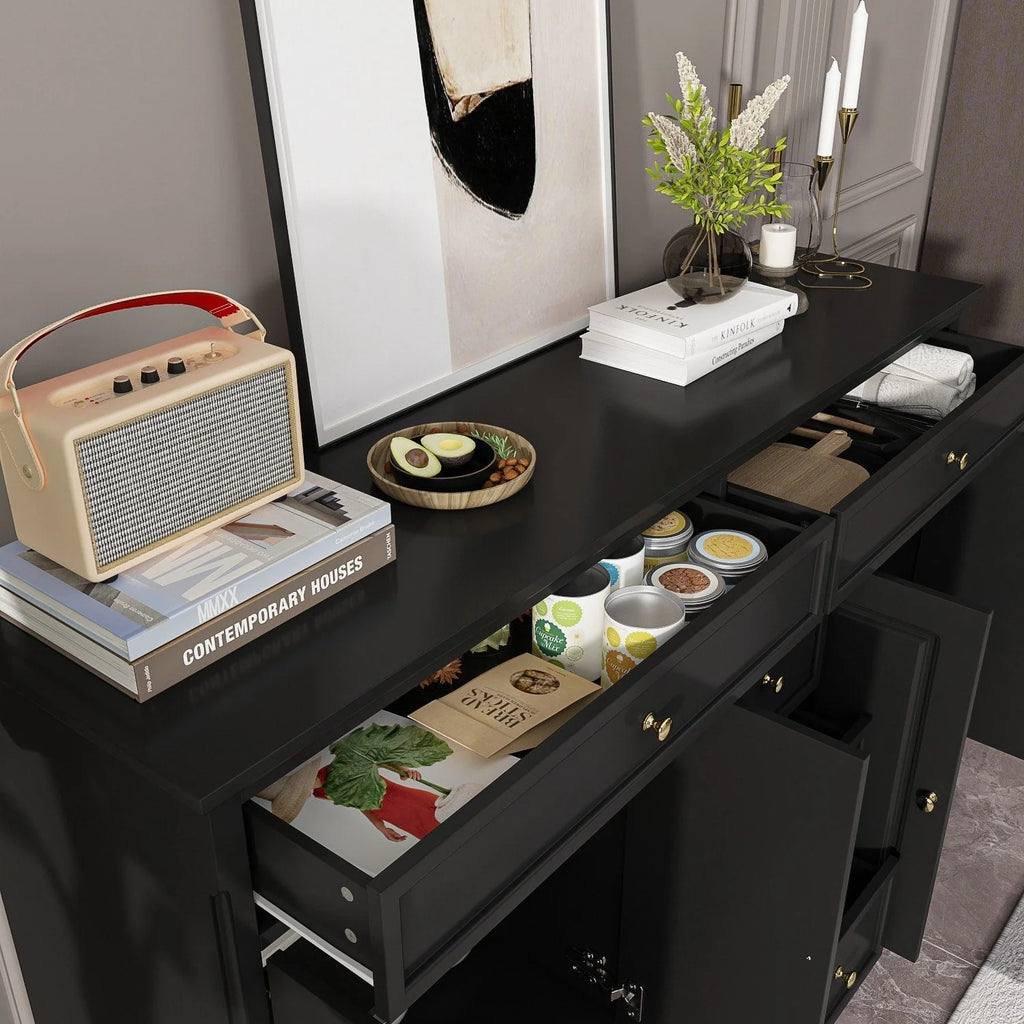 Credenza buffet bianca da 59.1'' in stile moderno di metà secolo, contemporanea e laccata