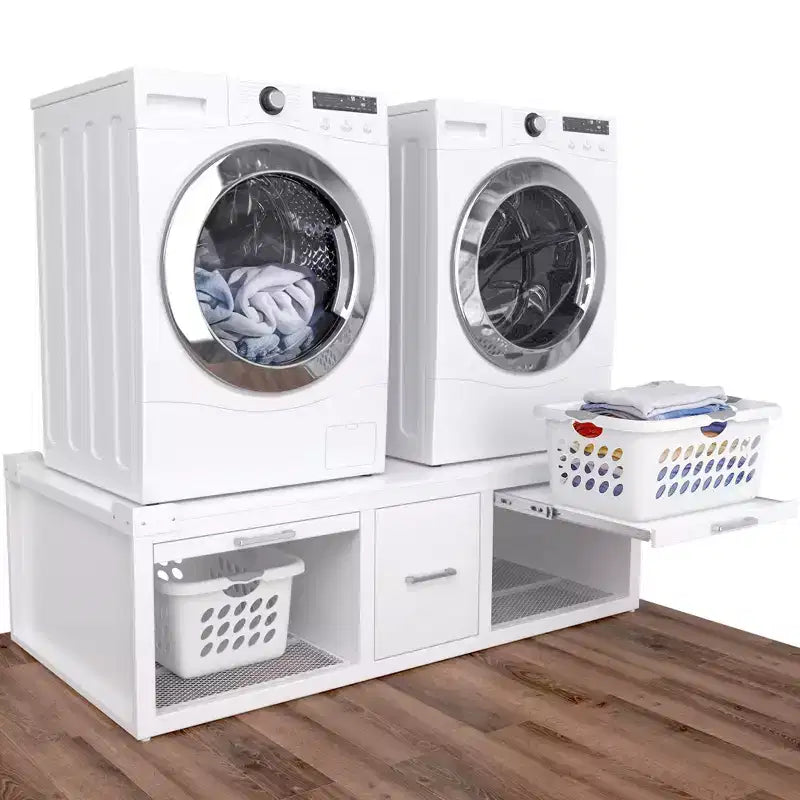 Piedistalli GDLF per lavatrice e asciugatrice, supporto universale per lavatrice e asciugatrice con ripiano estraibile, bianco