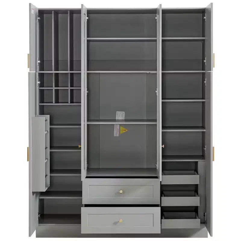 Dispensa da cucina indipendente Whisen alta 71'', grande mobile contenitore per sala da pranzo con credenza e buffet a 6 ante, ripiani regolabili