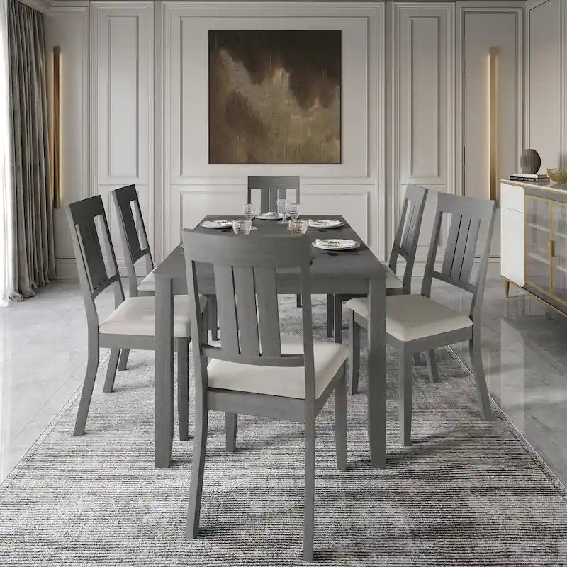 Set da pranzo in legno classico CraftPorch da 7 pezzi