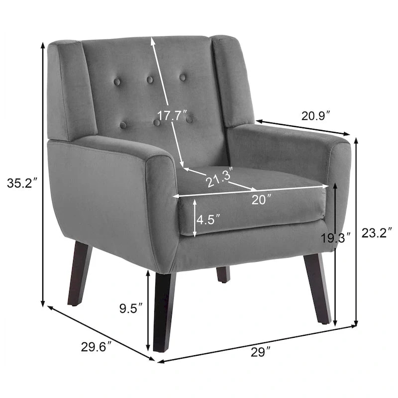 Set van 2 fluwelen accentstoelen voor de woonkamer, gestoffeerde fauteuils