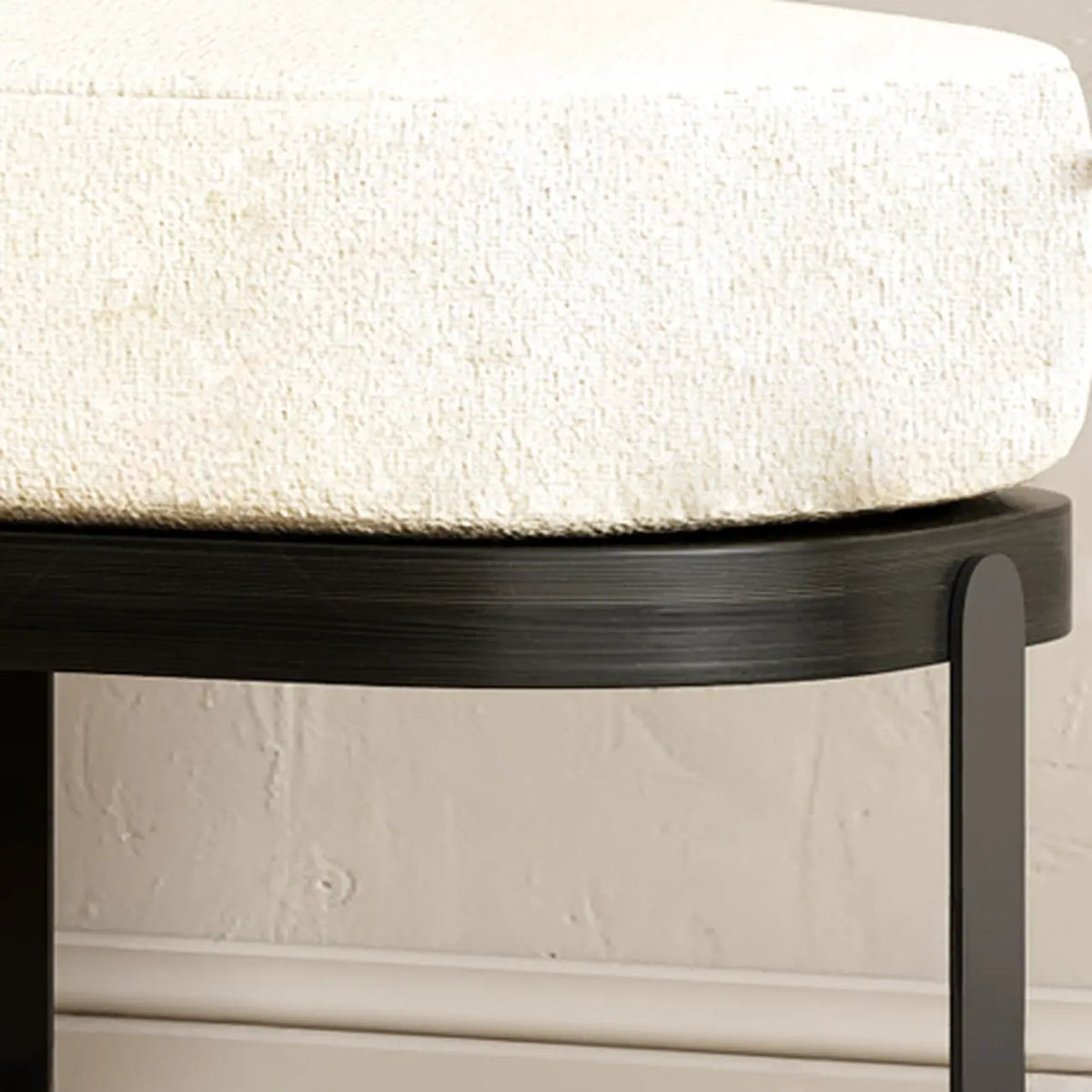 Modern Wooden Beige Upholstered Short Bench
