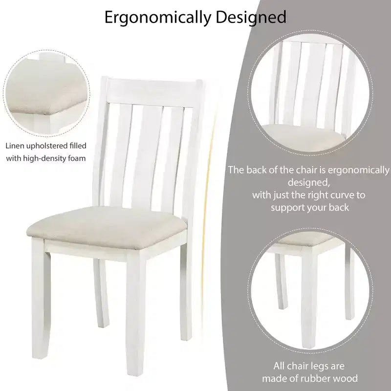 Farmhouse Extendable Dining Table Set for 6, Rectangular Table and 6 Upholstered Chairs