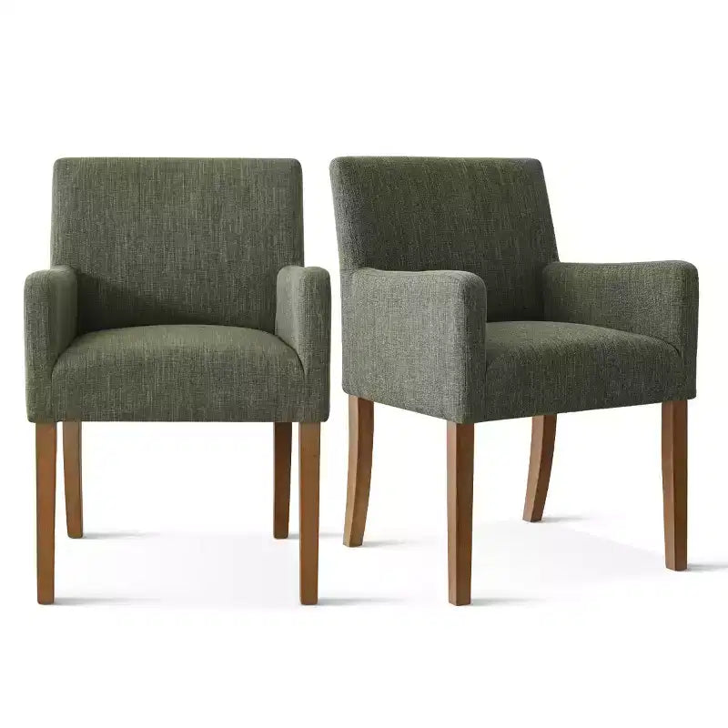 Set of 6 Upholstered Dining Chairs with Arms, Modern Linen Armchairs with Wooden Legs, Accent Chairs for Dining Room, Living Room - Panipeachy