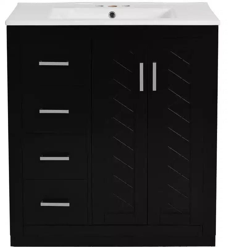 30 Single Sink Bathroom Vanity with Cabinet & 3 Drawers 鈥?Black / Blue / Green / Indigo / White