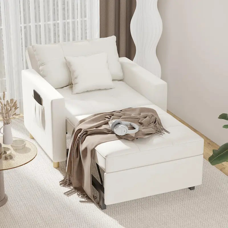 Adjustable Sleeper Chair Bed, 3-in-1 Convertible, Multiple Colors, Fits 1 Person