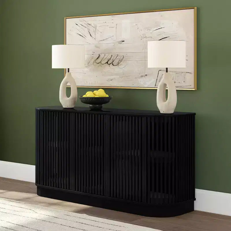 Buffet en bois massif Plank+Beam Contour avec 3 portes, meuble TV de 59 po pour salon