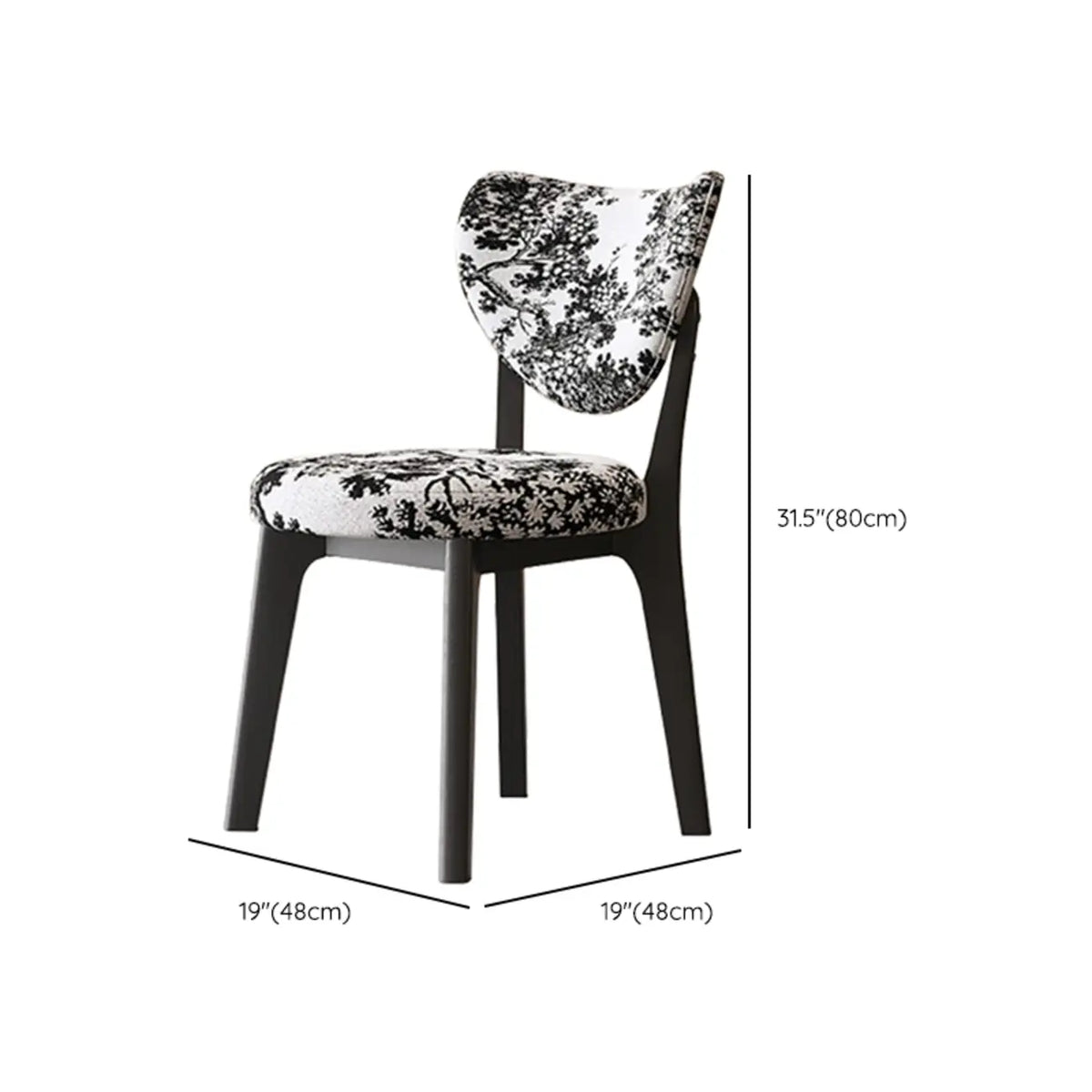 Chaise de salle à manger moderne sans accoudoirs, dossier enveloppant et revêtement en similicuir