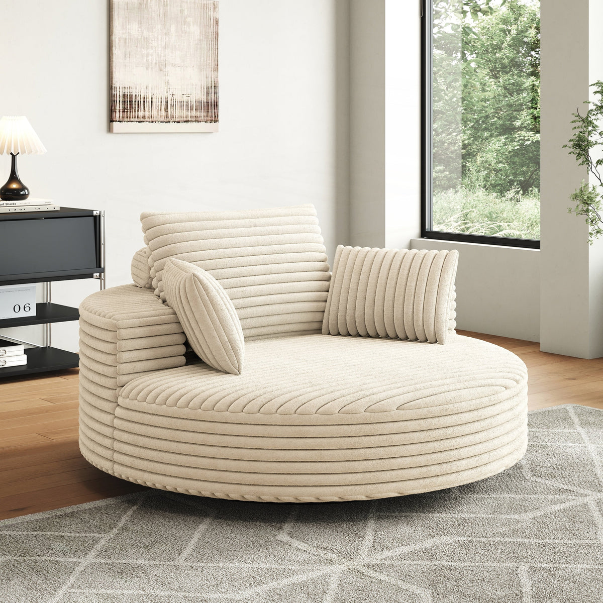 Einzelner Drehstuhl aus Cord-Chenille-Schaumstoff