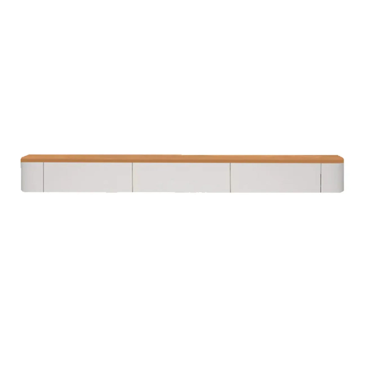 Meuble TV suspendu contemporain, long et blanc, en bois, avec tiroirs