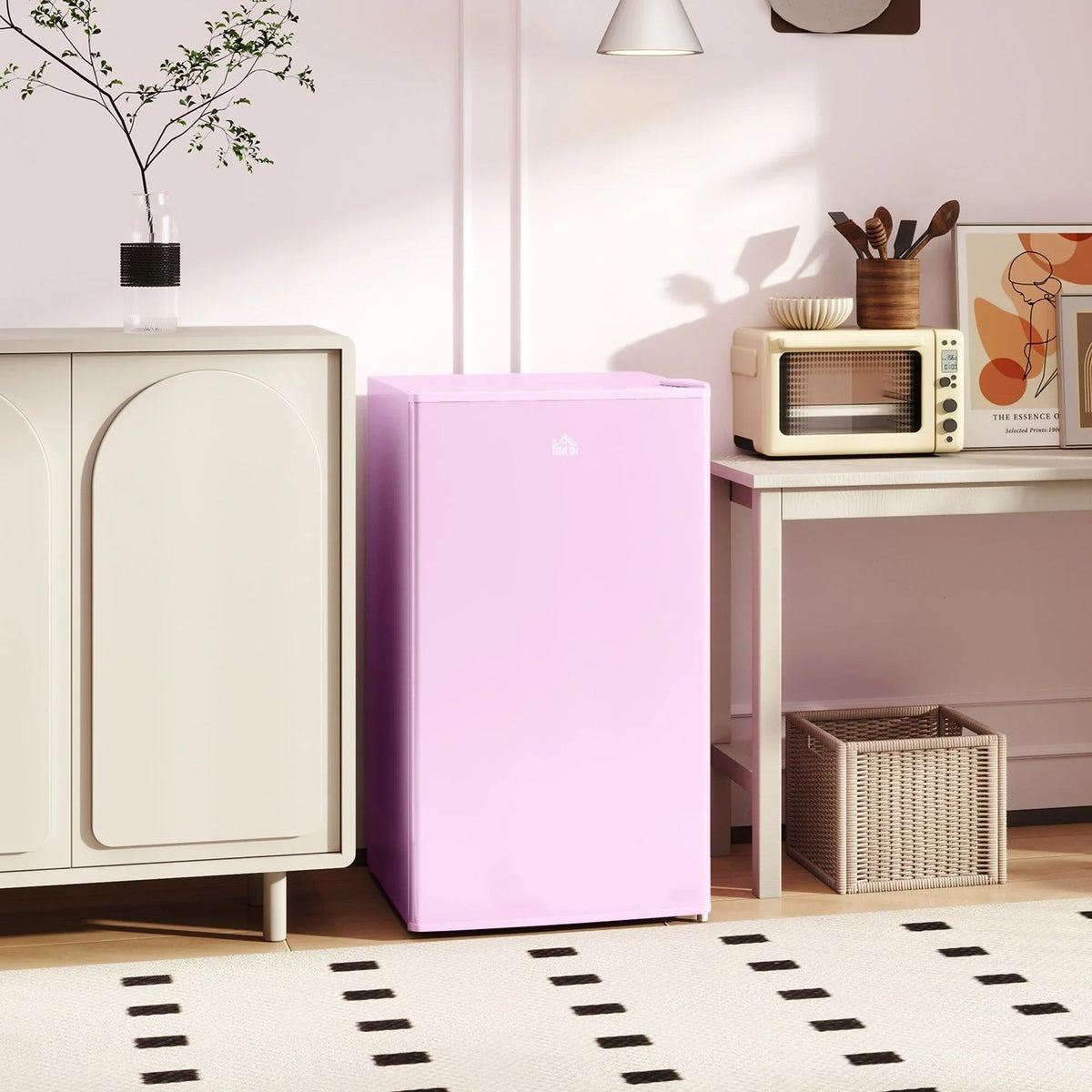3.2 Cu.Ft Mini Fridge with Freezer, Single Door Compact Refrigerator with Adjustable Thermostat for Bedroom