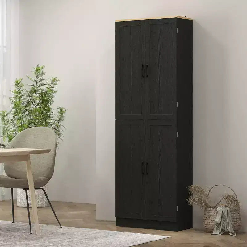 HOMCOM vrijstaande keukenkast van 67 inch, opbergkast met 4 deuren, verstelbare planken en deuren