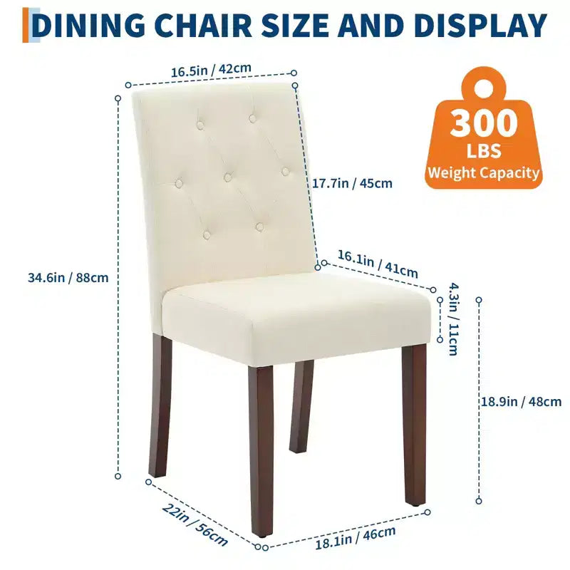 Juego de 6/4 sillas de comedor Parsons con capitonado de botones, sillas de cocina de tela tapizada con patas de madera y asientos acolchados, muebles para salón y cocina