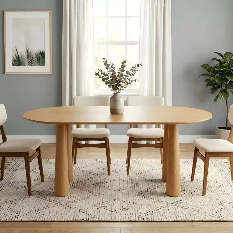 Table à manger ovale en bois Dovelina de 67 pouces, à 4 pieds, table de cuisine moderne pour 6 personnes