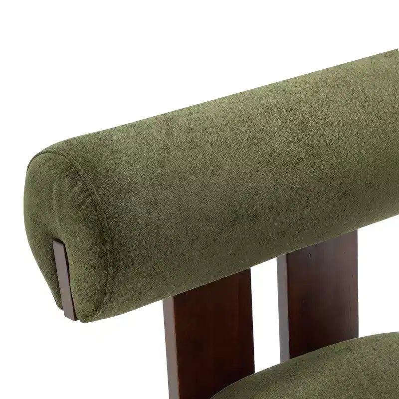Christopher Knight Home Chariya moderner skulpturaler Akzentstuhl aus Gummibaumholz mit Samtpolsterung und zylindrischer Rückenlehne