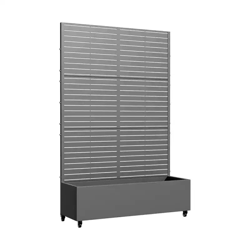 MAYEERTY plantenbak met trellis, ijzergrijs, lamellen, klassieke stijl, 72x35x16 inch, set van 3