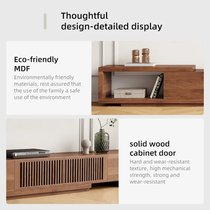 Meuble TV moderne rétractable et extensible avec 4 tiroirs, jusqu’à 103 pouces – 78.54P x 15.74L x 13.78H