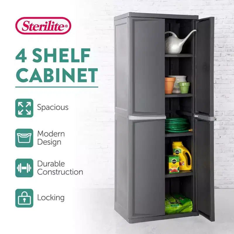 Armario organizador de almacenamiento para garaje Sterilite, paquete de 2, con 4 estantes ajustables, gris