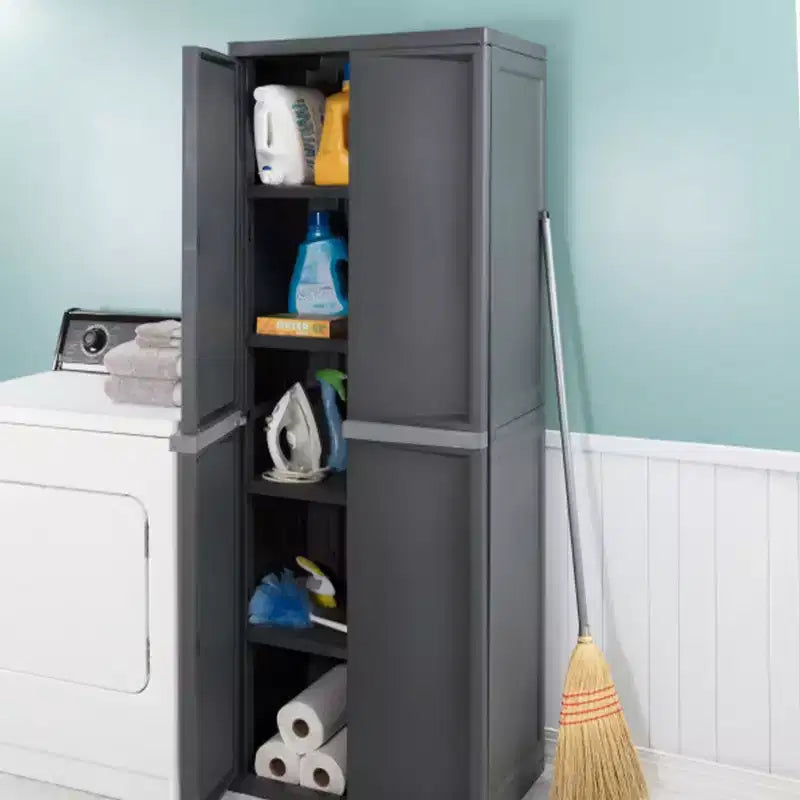 Armario organizador de almacenamiento para garaje Sterilite, paquete de 2, con 4 estantes ajustables, gris