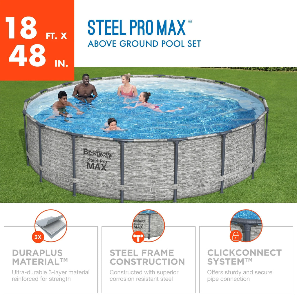 Bestway Steel Pro MAX rond bovengronds zwembad met pomp en afdekzeil