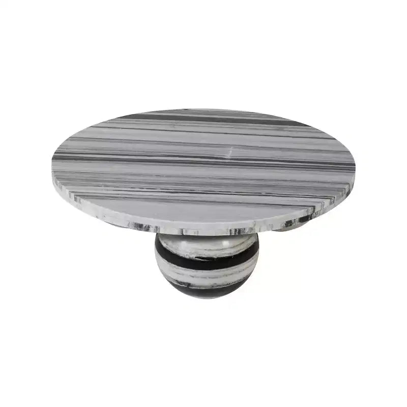 Mesa de centro redonda de mármol con patas esféricas, multicolor, para 4 personas