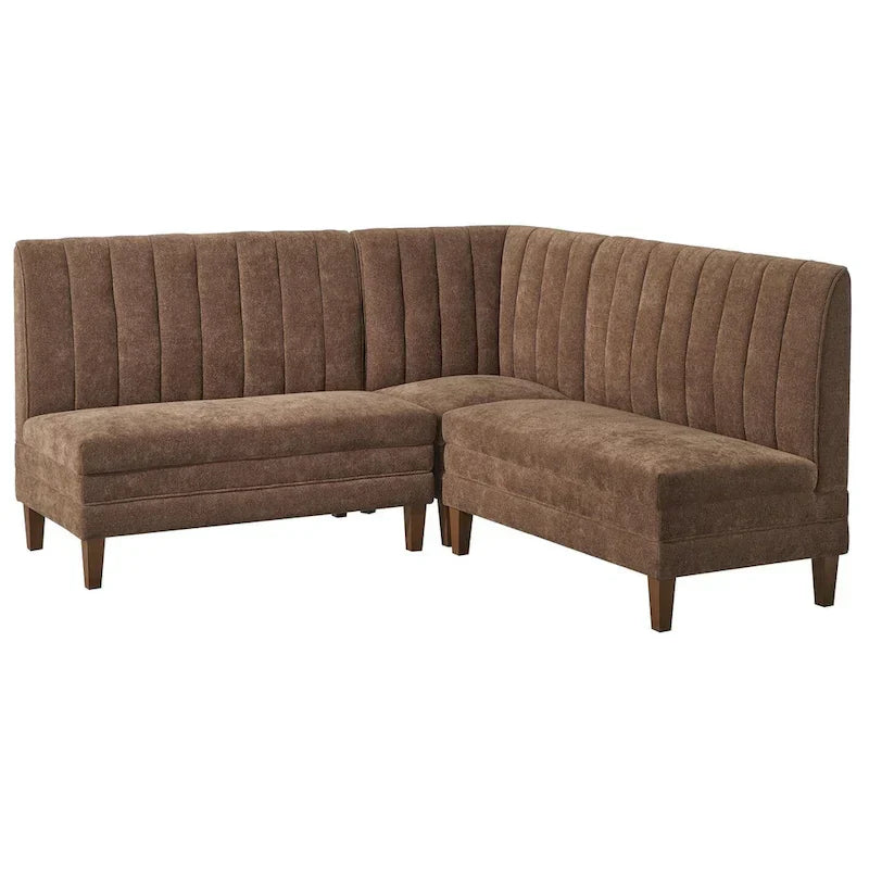 Lifestorey Kerrington 3-delige gestoffeerde banquette-set met geribbelde rugleuning