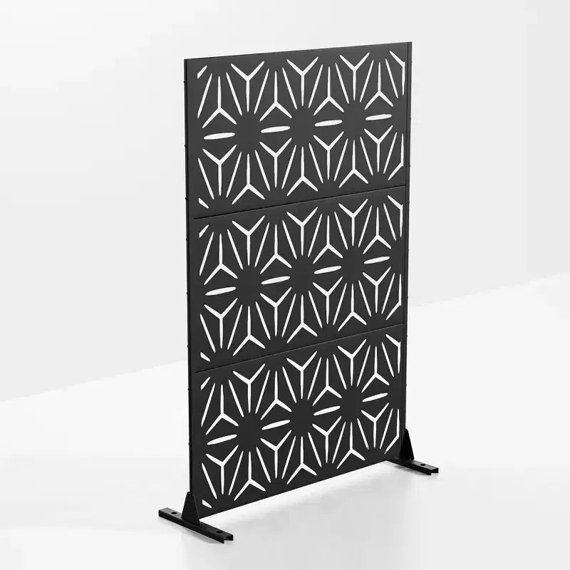Star 01 Sichtschutz aus schwarz verzinktem Stahl, 183 × 120 × 40 cm