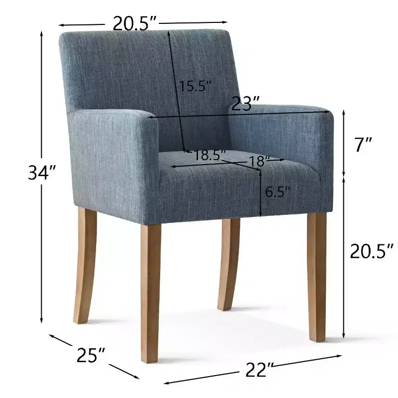 Set of 6 Upholstered Dining Chairs with Arms, Modern Linen Armchairs with Wooden Legs, Accent Chairs for Dining Room, Living Room - Panipeachy