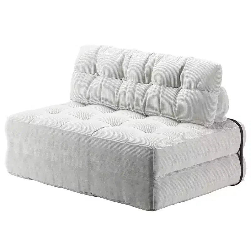 Canapé-lit futon pliant en velours côtelé, fauteuil convertible au sol avec coussin et soutien dorsal, format double