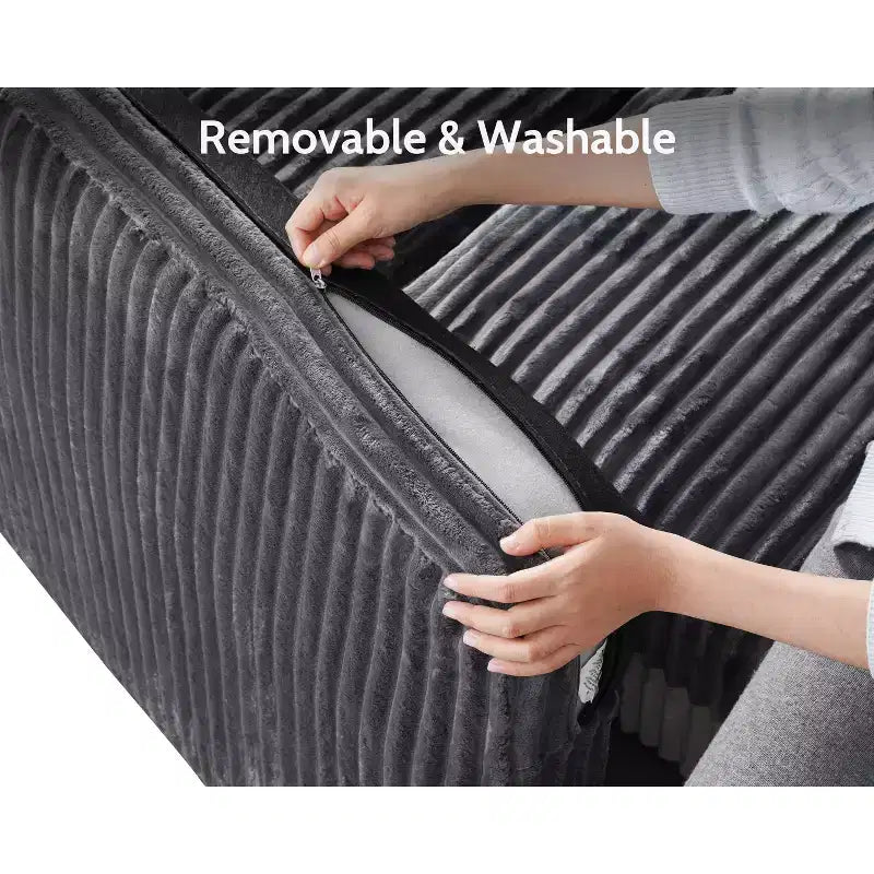 Canapé sectionnel modulaire en velours côtelé Dyonery avec housses lavables