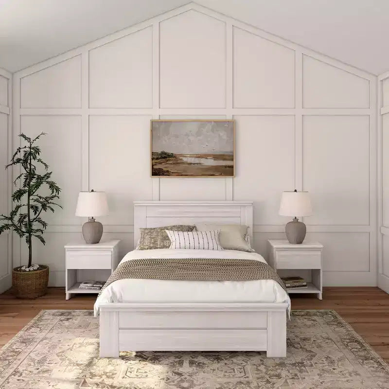 Plank+Beam Farmhouse Full Size Bed Frame with Headboard, Solid Wood Platform Bed