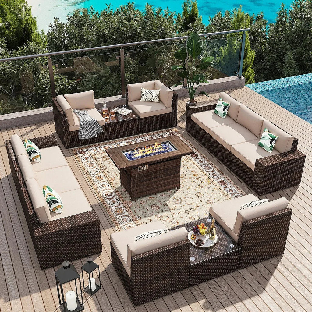 13-teiliges Gartenmöbel-Set mit 44-Feuertisch