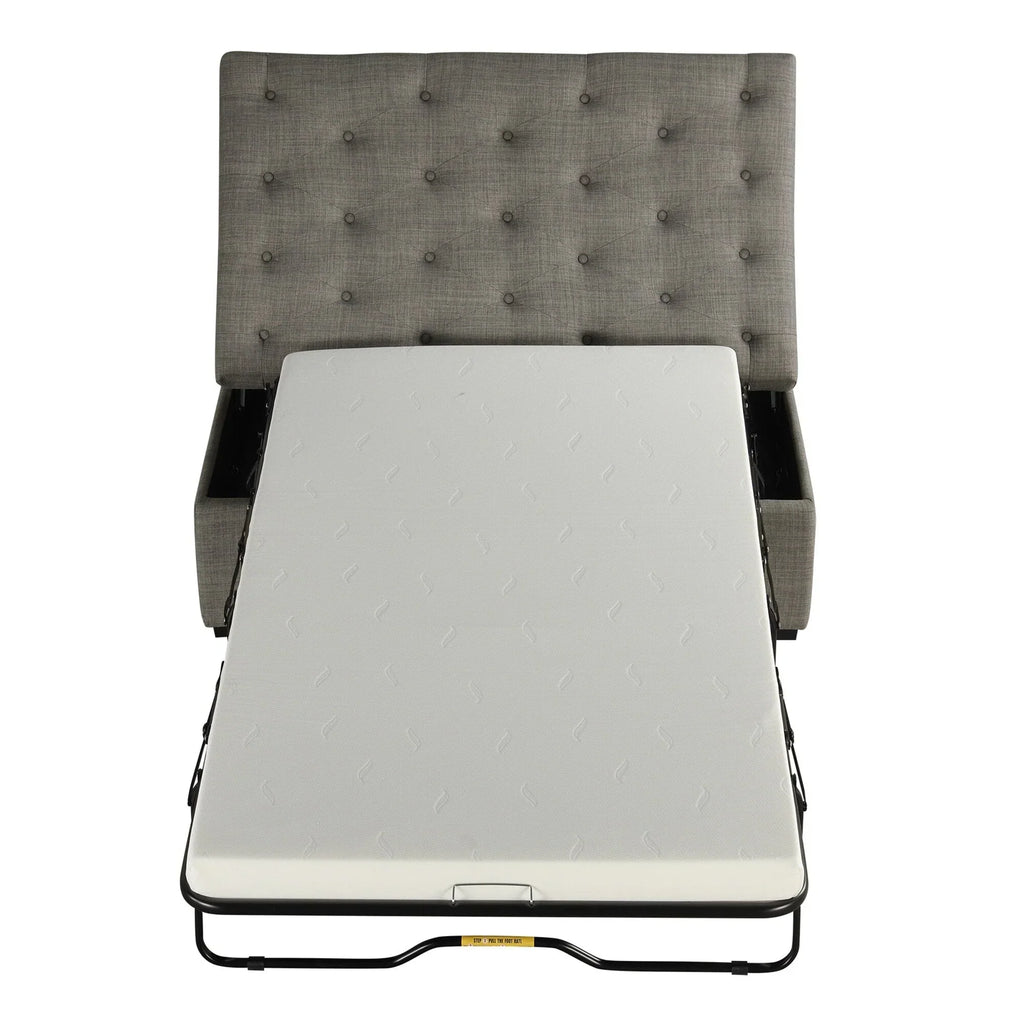 Divano letto pieghevole, pouf da 49,6 pollici con divano letto pieghevole, pouf trasformabile in letto con materasso in memory foam e design trapuntato
