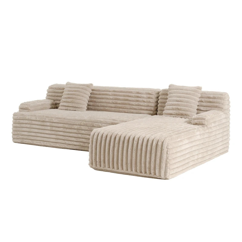 Divano componibile Cloud, divano moderno imbottito con 2 cuscini decorativi, divano componibile combinabile liberamente, divano componibile a L