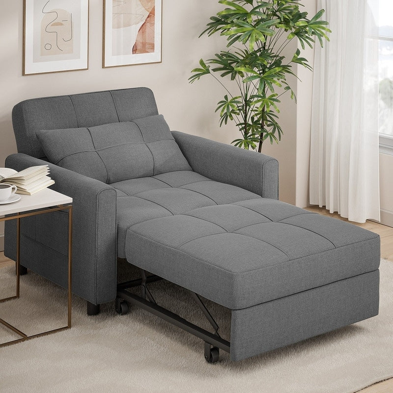 3-in-1-Schlafsofa mit verstellbarer Rückenlehne, ausziehbarer Sessel, umwandelbares Klappbett fürs Wohnzimmer